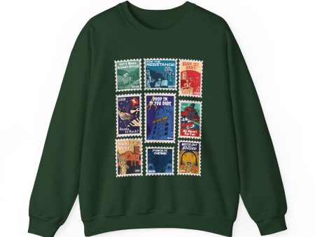 Hollywood Studios Vintage Stamps - Adult Crewneck Sweatshirt on Sale