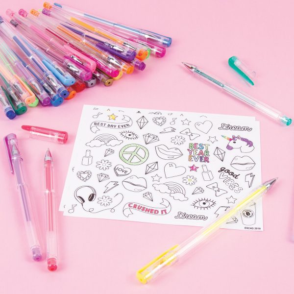 30 Gel Pen Set with Color Your Own Sticker Sheets Sale