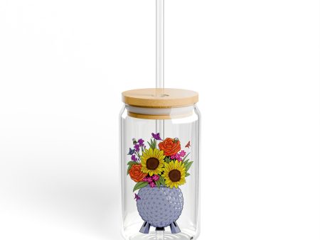 EPCOT Spaceship Earth & Florals - Sipper Glass, 16oz For Discount