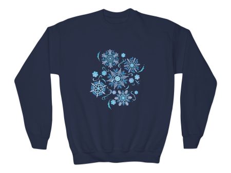 Merry Menagerie Snowflakes - Animal Kingdom Puppets - Youth Crewneck Sweatshirt Hot on Sale