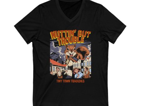 Nuttin But Trouble, Tiny Town Tragedies - Short Sleeve V-Neck Tee For Cheap