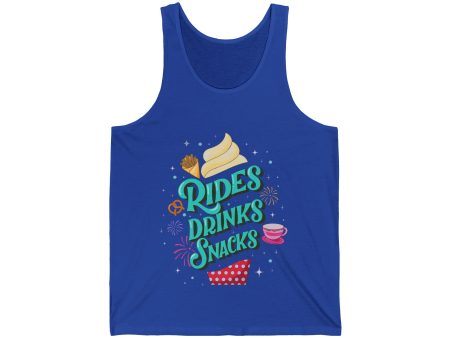 Rides, Drinks, Snacks Unisex Tank Top For Cheap