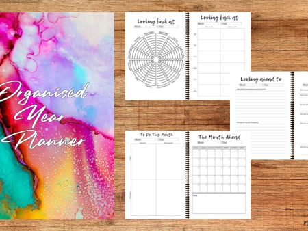 The Organised Year Planner - 12 Months Of Monthly Planning - Bright Watercolour A5 Spiral Bound Edition For Sale