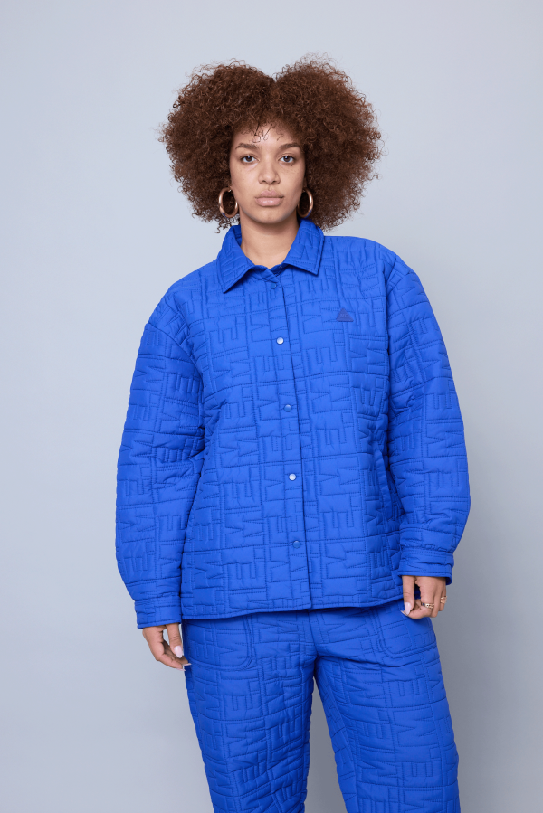 Monogram Quilted Puff Shacket - Cobalt Online Hot Sale