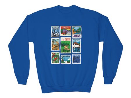 Animal Kingdom Vintage Stamps - Youth Crewneck Sweatshirt For Discount