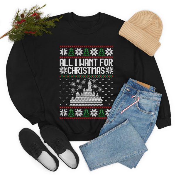 Disneyland Ugly Sweater All I Want for Christmas - Adult Crewneck Sweatshirt Online Hot Sale