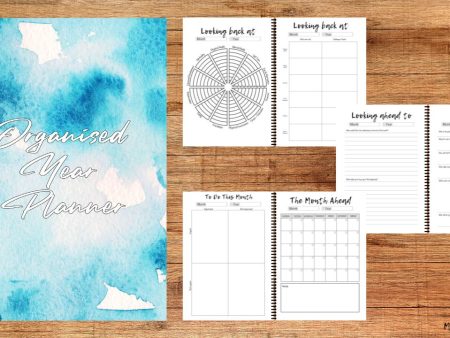 The Organised Year Planner - 12 Months Of Monthly Planning - Blue Watercolour A5 Spiral Bound Edition For Cheap