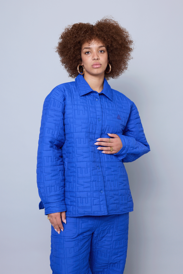 Monogram Quilted Puff Shacket - Cobalt Online Hot Sale