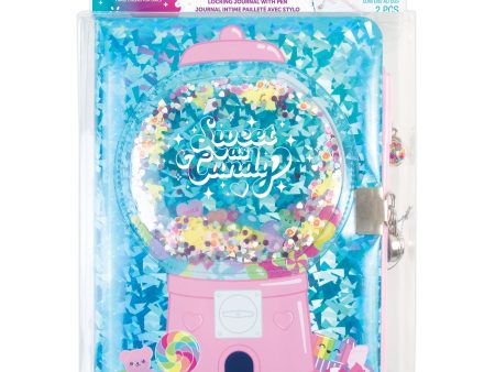 Bubble Gum Glitter Locking Journal with Pen For Discount