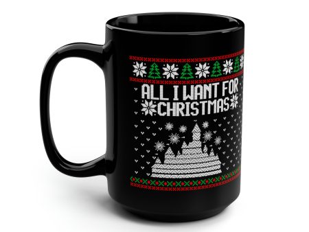 All I Want For Christmas Disneyland Ugly Sweater Black Mug, 15oz Hot on Sale