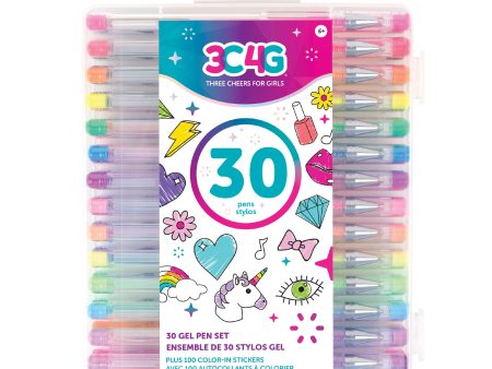 30 Gel Pen Set with Color Your Own Sticker Sheets Sale