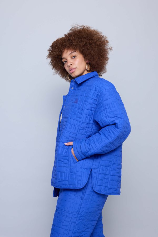 Monogram Quilted Puff Shacket - Cobalt Online Hot Sale