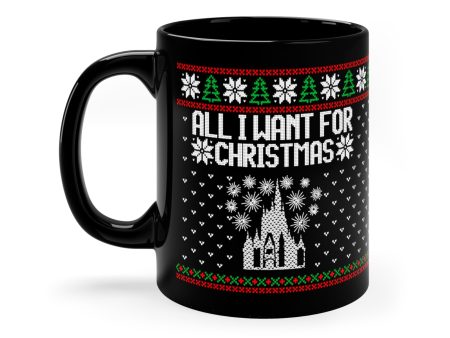 All I Want for Christmas Disney World Ugly Sweater Black Mug For Cheap