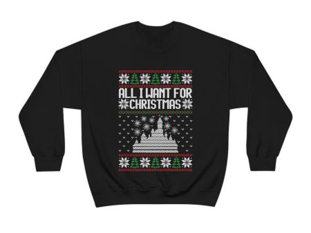 Disneyland Ugly Sweater All I Want for Christmas - Adult Crewneck Sweatshirt Online Hot Sale