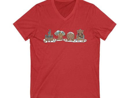 Gingerbread Park Icons - Short Sleeve V-Neck Tee on Sale