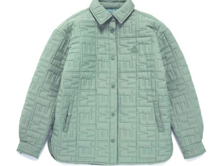 Monogram Quilted Puff Shacket - Sage Online now