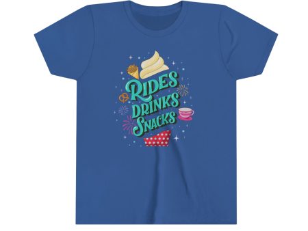 Rides, Drinks, Snacks - Youth Short Sleeve Tee Shirt Online