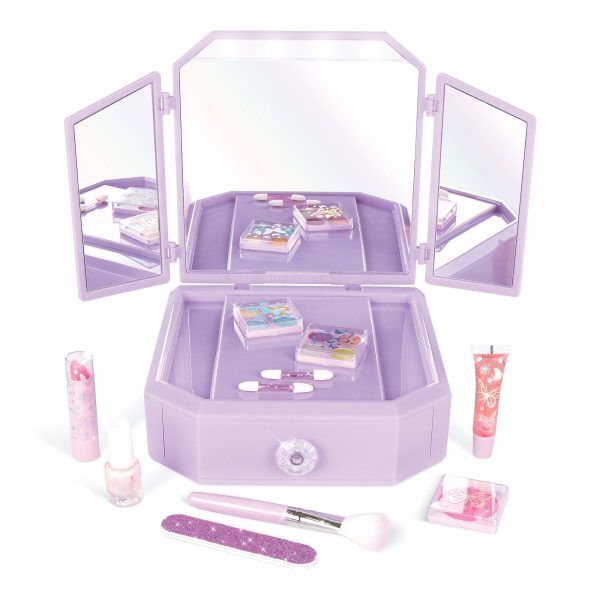 Deluxe Light Up Mirrored Vanity & Cosmetic Set Cheap