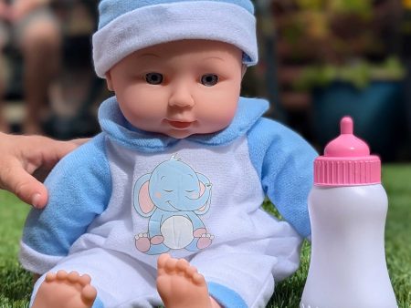 BabyBoo Bed Time Baby Doll with Bottle - Blue For Sale