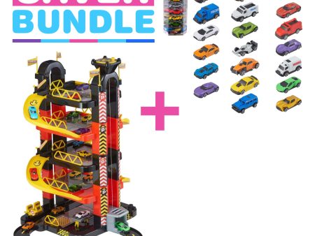 Teamsterz Metro City 5 Level Tower Garage + Street Machine 20 Toy Car Multipack Bundle For Discount