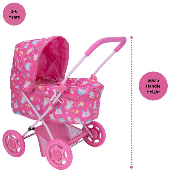 Baby Chic Junior Sweetie Dolls Pram with Unicorn Pattern Online now