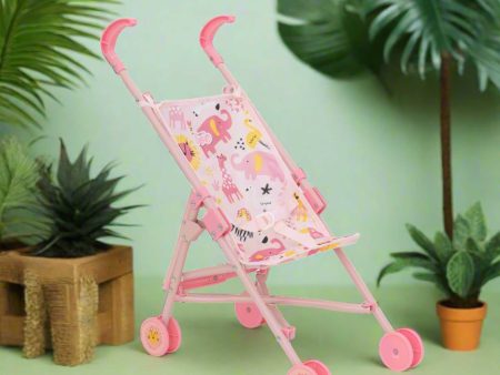 BabyBoo Single Dolls Stroller - Pink Jungle Print Dolls Buggy Online now