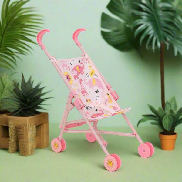 BabyBoo Single Dolls Stroller - Pink Jungle Print Dolls Buggy Online now