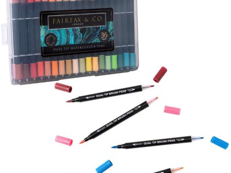 FairFax & Co Dual Tip Watercolour Brush Pens - 36 Peice Set on Sale