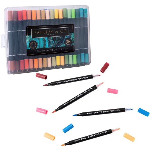 FairFax & Co Dual Tip Watercolour Brush Pens - 36 Peice Set on Sale