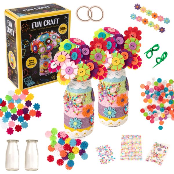 Fun Craft Make Your Own Flower Bouquet - 300+ Pieces Supply